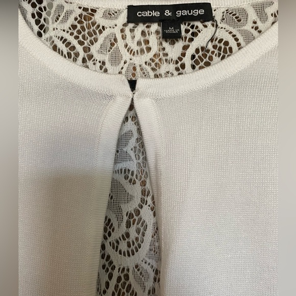White cardigan, size medium with lace back - Picture 2 of 4